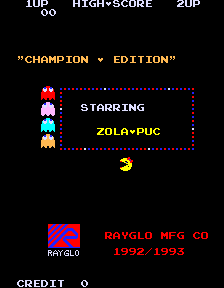 Ms. Pacman Champion Edition + Zola-Puc Gal Title Screen